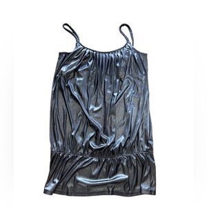 Inc metallic tunic mini dress gun metal size large